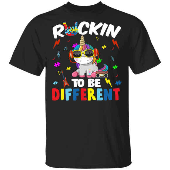 Rockin' To Be Different Tune Unicorn Autism Awareness Gifts T-Shirt - Macnystore