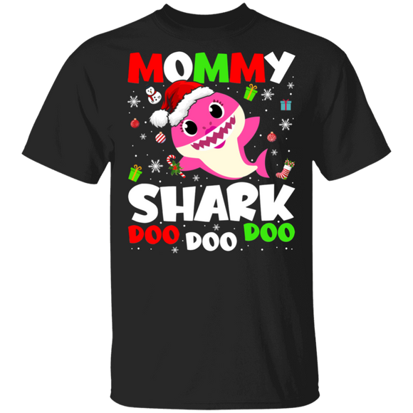 Christmas Shark Lover Shirt Mommy Shark Doo Doo Doo Funny Christmas Santa Shark Kids Video Baby Matching Family Gifts T-Shirt - Macnystore