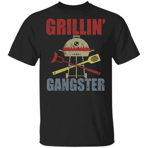 BBQ Lover Shirt Vintage Grillin' Gangster Funny Barbecue BBQ Smoker Gifts T-Shirt - Macnystore