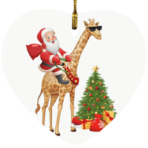 Decorative Hanging Ornaments Christmas Santa Shirt Santa Riding Giraffe Funny Christmas Giraffe Lover Gifts SUBORNH Heart Ornament - Macnystore
