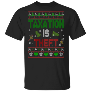 Christmas Libertarian Shirt Taxation Is Theft Ugly Funny Christmas Sweater Libertarian Lover Gifts T-Shirt - Macnystore