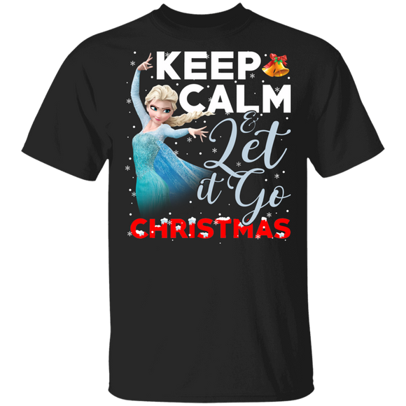 Christmas Movie Lover Shirt Keep Calm And Let It Go Christmas Cool Christmas Elsa Queen Frozen Movie Lover Gifts Christmas T-Shirt - Macnystore