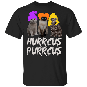 Halloween Cat Shirt Hurrcus Purrcus Cool Halloween Hocus Pocus Witch Cat Lover Gifts Halloween T-Shirt - Macnystore