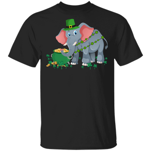 Leprechaun Elephant Funny Shamrock Elephant Lover Irish St Patrick's Day Gifts T-Shirt - Macnystore