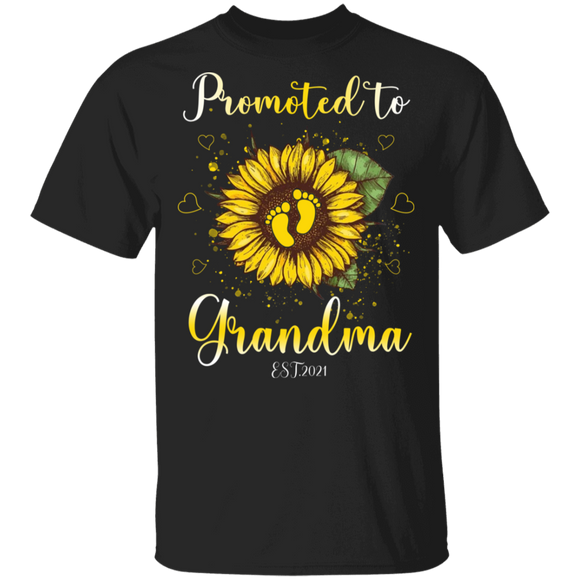 Promoted To Grandma Sunflower Pregnancy Announcement T-Shirt - Macnystore