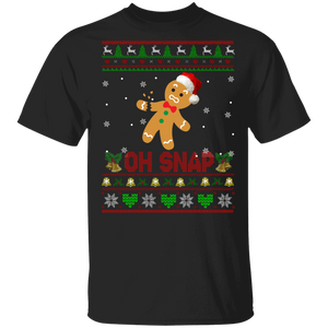 Christmas Gingerbread Man Shirt Oh Snap Ugly Funny Christmas Sweater Santa Gingerbread Man Lover Gifts T-Shirt - Macnystore