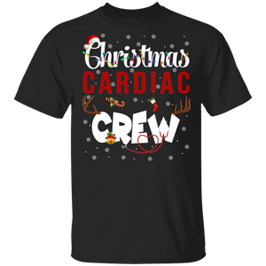 Christmas Nurse Shirt Christmas Cardiac Crew Cute Christmas Santa Reindeer Nurse Doctor Tech Cardiology Squad Gifts T-Shirt - Macnystore