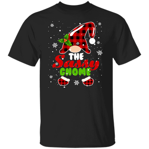 The Sassy Gnome Funny Christmas Gnome Plaid T-Shirt