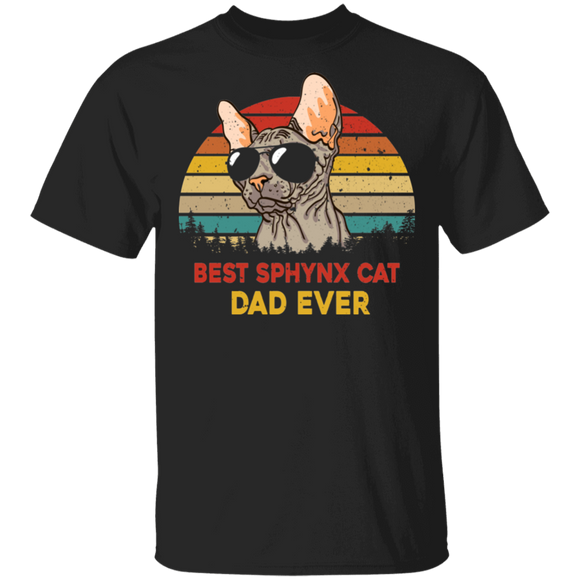 Sphynx Cat Lover Shirt Vintage Retro Best Sphynx Cat Dad Ever Cool Sphynx Cat Hairless Cat Lover Father's Day Gifts T-Shirt - Macnystore