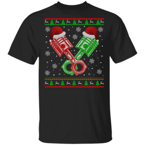 Christmas Car Mechanic Shirt Automobile Piston Ugly Funny Christmas Sweater Santa Car Mechanic Gifts T-Shirt - Macnystore