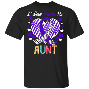 I Wear Purple For My Aunt Alzheimers Awareness T-Shirt - Macnystore