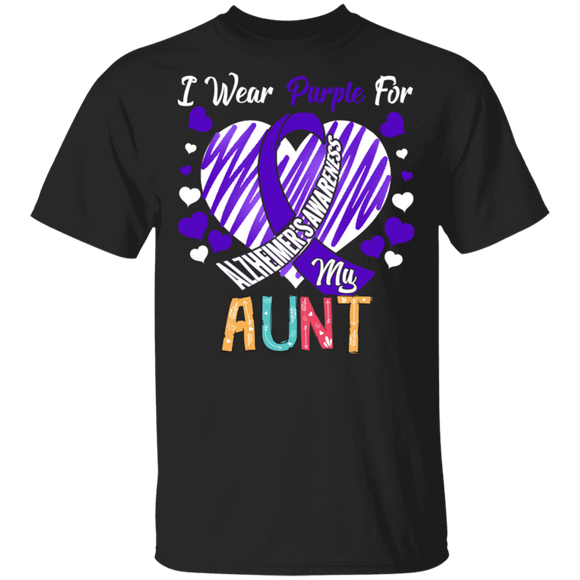 I Wear Purple For My Aunt Alzheimers Awareness T-Shirt - Macnystore