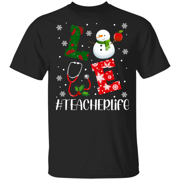 Christmas Nurse Shirt Love Teacher Life Cool Christmas Snowman Nursing Nurse Lover Gifts T-Shirt - Macnystore