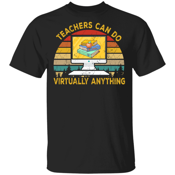 Vintage Retro Teachers Can Do Virtually Anything Distant Learning Gifts T-Shirt - Macnystore