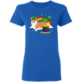 Leprechaun Corgi Dog Lover St Patrick's Day Gifts Ladies T-Shirt - Macnystore