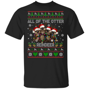 Christmas Santa Shirt All Of Otter Reindeer Funny Christmas Sweater Pajama Santa Otter Reindeer Lover Gifts Christmas T-Shirt - Macnystore