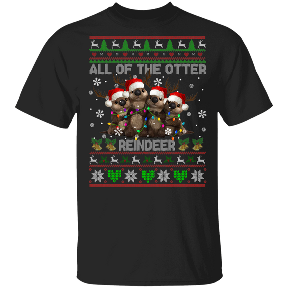 Christmas Santa Shirt All Of Otter Reindeer Funny Christmas Sweater Pajama Santa Otter Reindeer Lover Gifts Christmas T-Shirt - Macnystore