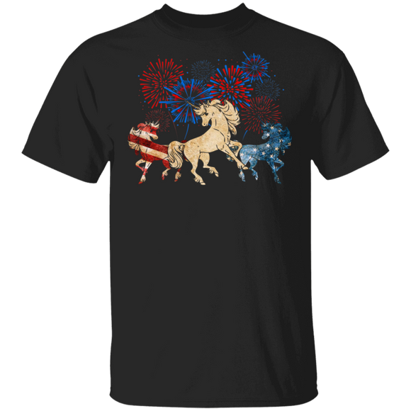 Cool Firework American Flag Unicorns Shirt Matching Magical Unicorn Lover Fans 4th Of July United States Independence Day Gifts T-Shirt - Macnystore