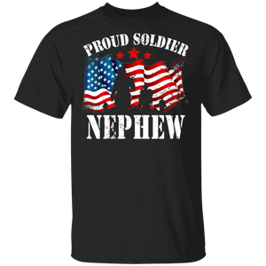 Proud Soldier Nephew Cool Soldiers American Flag Shirt Matching Men Nephew USA Army Soldier Veteran Father's Day Gifts T-Shirt - Macnystore