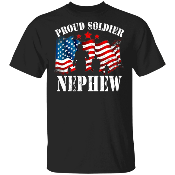 Proud Soldier Nephew Cool Soldiers American Flag Shirt Matching Men Nephew USA Army Soldier Veteran Father's Day Gifts T-Shirt - Macnystore