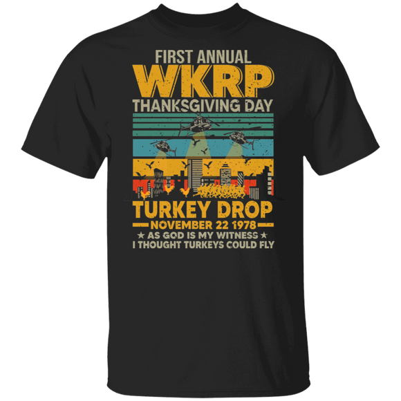 Vintage Retro First Annual Thanksgiving Day Turkey Drop Cool Thanksgiving Movie Lover Gifts T-Shirt - Macnystore
