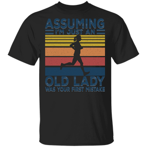 Vintage Assuming I'm Just An Old Lady Was Your First Mistake, Jogging T-Shirt - Macnystore