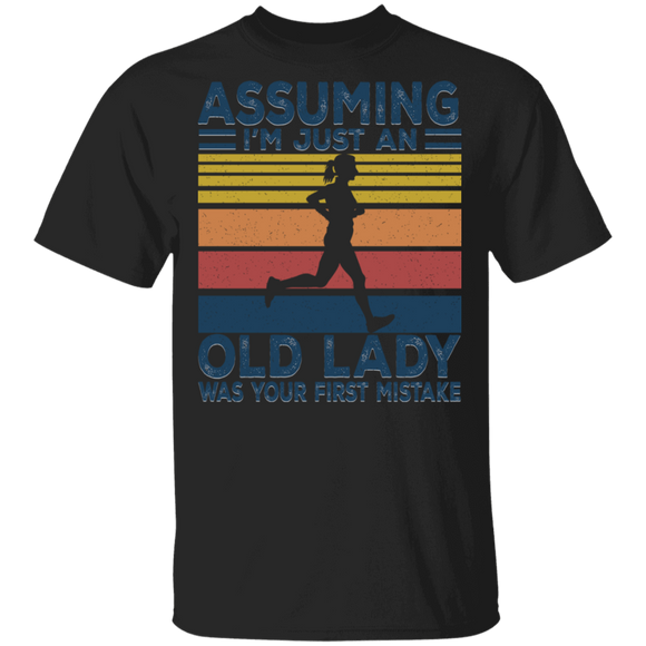 Vintage Assuming I'm Just An Old Lady Was Your First Mistake, Jogging T-Shirt - Macnystore