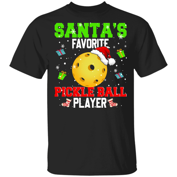 Christmas Santa Shirt Santa's Favorite Pickle Ball Player Funny Christmas Santa Pickle Ball Team Player Lover Gifts T-Shirt - Macnystore