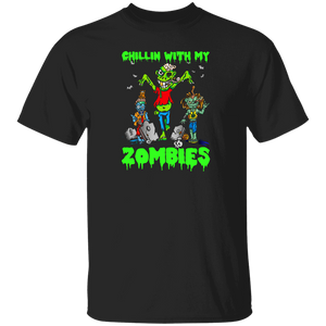 Halloween Zombie Lover Shirt Chillin With My Zombies Funny Halloween Zombie Lover Gifts Halloween T-Shirt - Macnystore