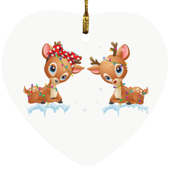 Christmast Ornament Christmas Reindeer Shirt Rudolph and Clarice Decorative Hanging Ornaments SUBORNH Heart Ornament - Macnystore