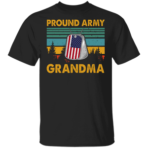 Vintage Retro Proud Army Grandma Cool American Flag Military Veteran Gifts T-Shirt - Macnystore