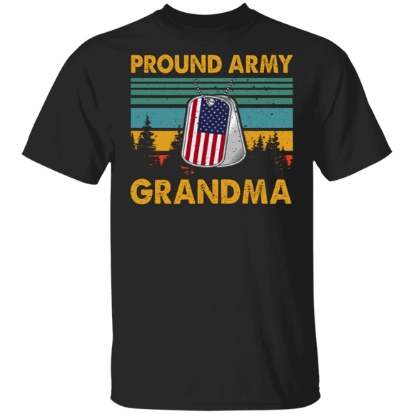 Vintage Retro Proud Army Grandma Cool American Flag Military Veteran Gifts T-Shirt - Macnystore