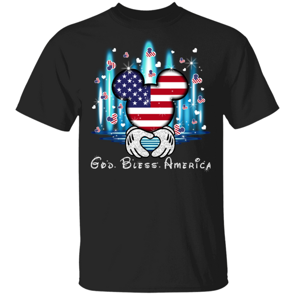 God Bless America Cute American Flag Mickey Shirt Matching 4th Of July Independence Day Gifts T-Shirt - Macnystore