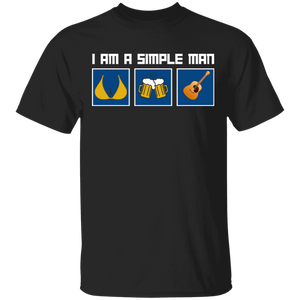 I Am A Simple Man Funny Breasts Beer Guitar Shirt Matching Guitar Player Lover Fans Guitarist Drinker Men Gifts T-Shirt - Macnystore