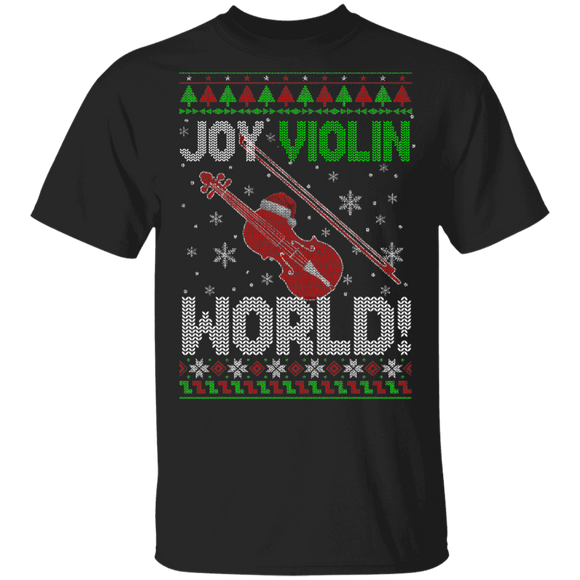 Christmas Violin Lover Shirt Joy Violin World Funny Ugly Christmas Sweater Santa Violin Lover Gifts Christmas T-Shirt - Macnystore