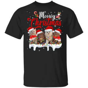 Christmas Cat Lover Shirt Meowy Christmas Cool Christmas Santa Cat Lover Gifts Christmas T-Shirt - Macnystore