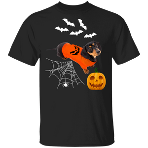 Dachshund Wear Pumpkin Halloween Costume Dog Lovers T-Shirt - Macnystore