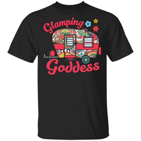 Camping Lover Shirt Glamping Glamper Goddess Funny Hippie Camping Camper Girl Gifts T-Shirt - Macnystore