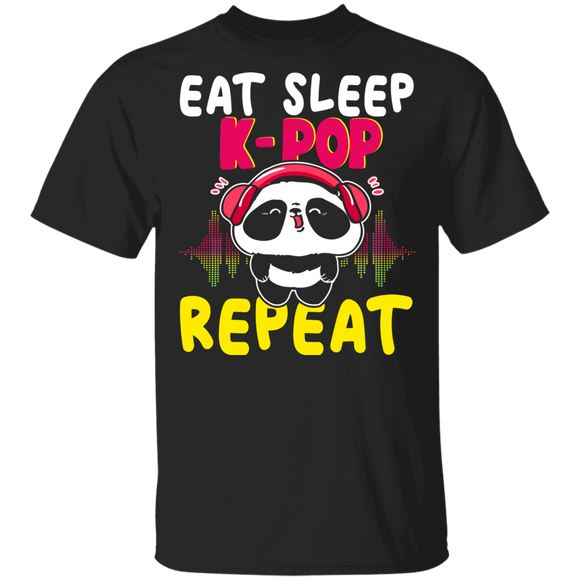 K-Pop Panda Lover Shirt Eat Sleep K-Pop Repeat Funny K-Pop Panda Lover Gifts T-Shirt - Macnystore