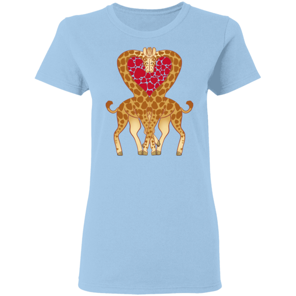 Cute Giraffe Heart Valentine Couple Gifts Ladies T-Shirt - Macnystore