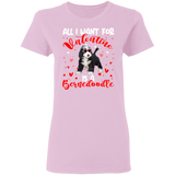 All I Want For Valentine Is A Bernedoodle Dog Pet Lover Matching Shirts For Couples Boys Girl Women Personalized Valentine Ladies T-Shirt - Macnystore