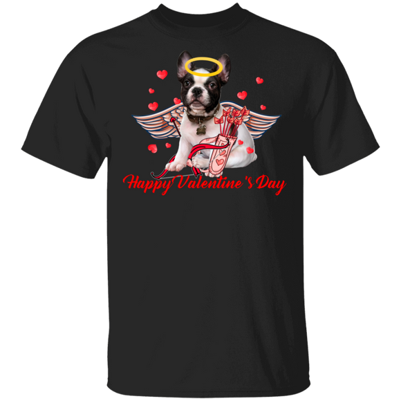 Happy Valentine's Day Cupid French Bulldog Dog Pet Lover Matching Shirts For Couples Boys Girls Women Personalized Valentine Gifts T-Shirt - Macnystore