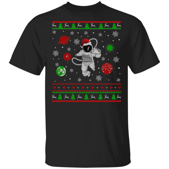 Christmas Astronaut Shirt Santa Astronaut Ugly Funny Christmas Sweater Santa Astronaut Space Lover Gifts T-Shirt - Macnystore