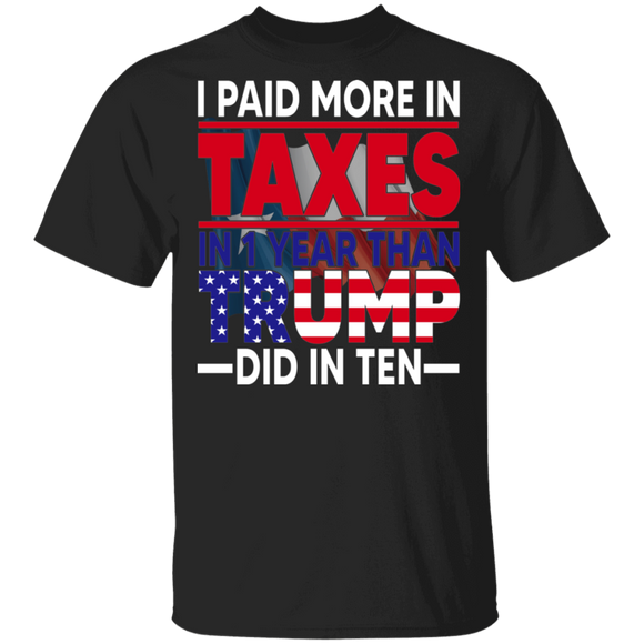 American Flag Shirt I Paid More In Taxes In 1 Year Than Did In Ten Cool American Flag Gifts T-Shirt - Macnystore
