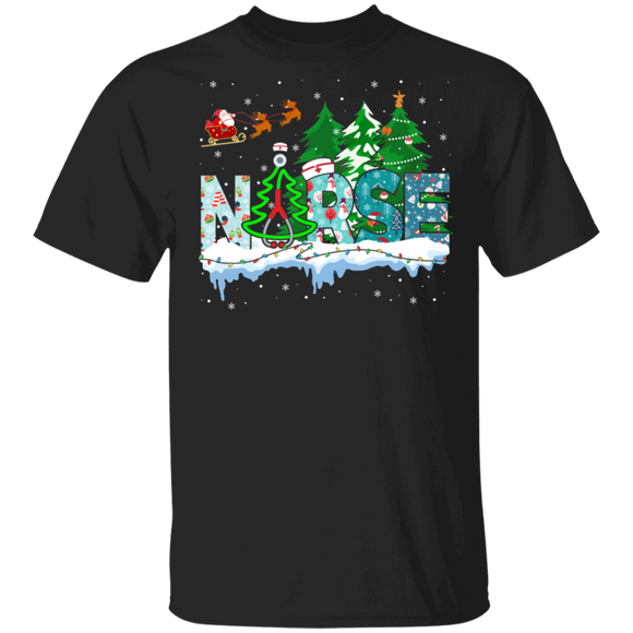 Christmas Nurse Funny Stethoscope Christmas Tree Ornaments Matching Doctor Nurse X-mas Gifts T-Shirt - Macnystore