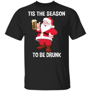 Christmas Drinking Shirt Tis The Season To Be Drunk Funny Christmas Santa Beer Drinking Lover Gifts T-Shirt - Macnystore