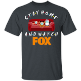 Stay Home And Watch FOX Funny Shrimp Turkey Penguin Sit On Sofa Shirt Matching FOX TV Show Lover Fans Gifts T-Shirt - Macnystore