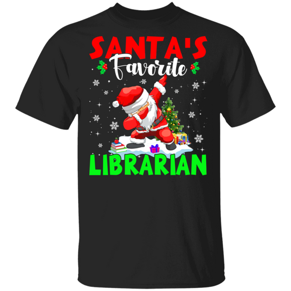 Christmas Santa Shirt Santa's Favorite Librarian Cool Christmas Santa Dabbing Gifts Christmas T-Shirt - Macnystore