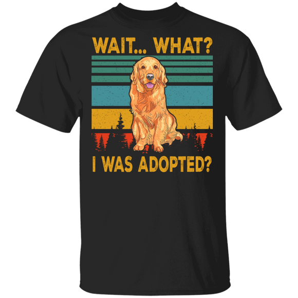 Vintage Retro Wait... What I was Adopted Animal Rescue Excited Golden Retriever T-Shirt - Macnystore