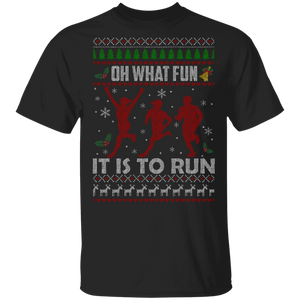 Christmas Running Lover Shirt Oh What Fun It Is To Run Funny Christmas Sweater Running Lover Gifts Christmas T-Shirt - Macnystore